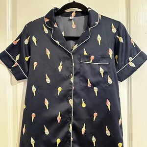 Ice Cream Print Kids Pajamas - Black